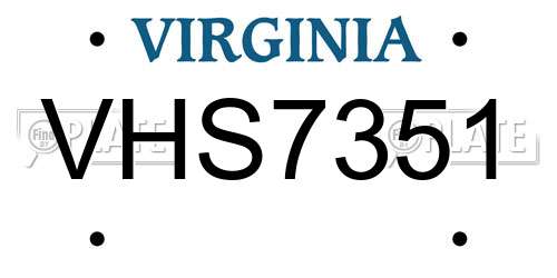 VHS7351 Virginia License Plate