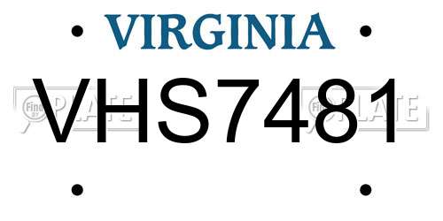 VHS7481 Virginia License Plate
