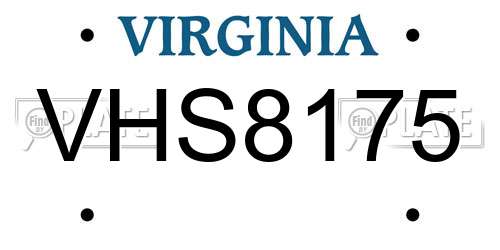VHS8175 Virginia License Plate