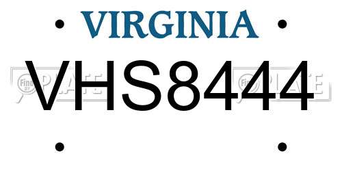 VHS8444 Virginia License Plate