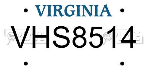 VHS8514 Virginia License Plate