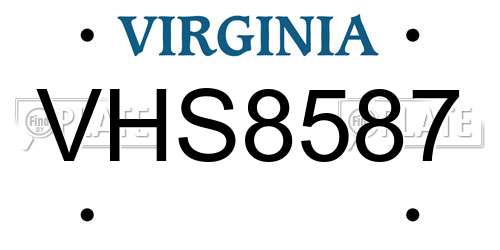 VHS8587 Virginia License Plate