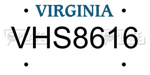 VHS8616 Virginia License Plate