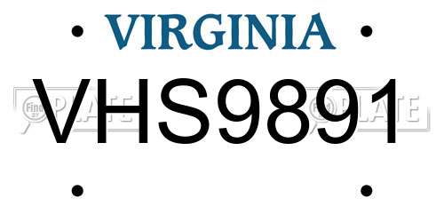VHS9891 Virginia License Plate