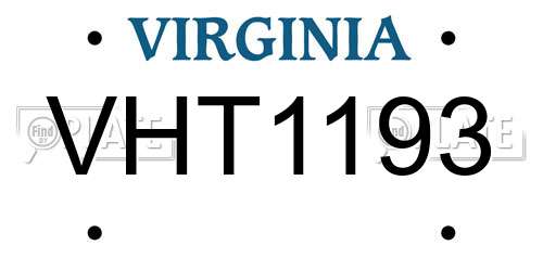 VHT1193 Virginia License Plate