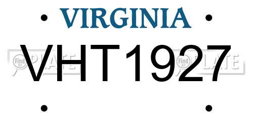 VHT1927 Virginia License Plate