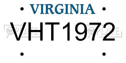 VHT1972 Virginia License Plate