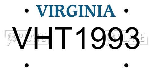VHT1993 Virginia License Plate
