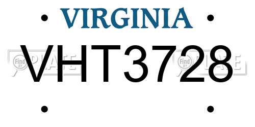 VHT3728 Virginia License Plate