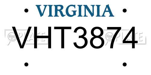 VHT3874 Virginia License Plate