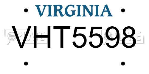VHT5598 Virginia License Plate