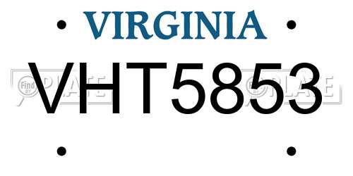 VHT5853 Virginia License Plate