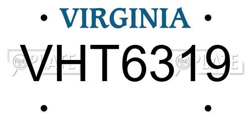 VHT6319 Virginia License Plate