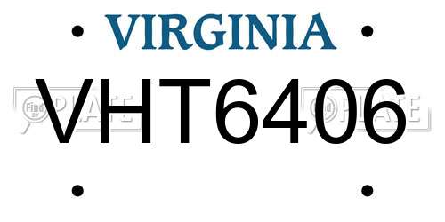 VHT6406 Virginia License Plate
