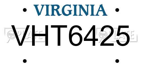 VHT6425 Virginia License Plate