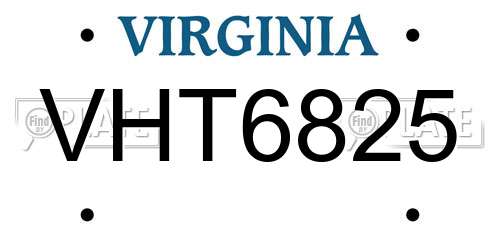 VHT6825 Virginia License Plate