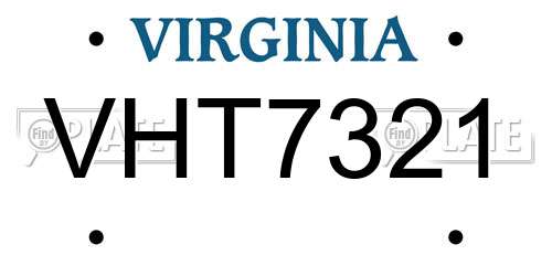 VHT7321 Virginia License Plate