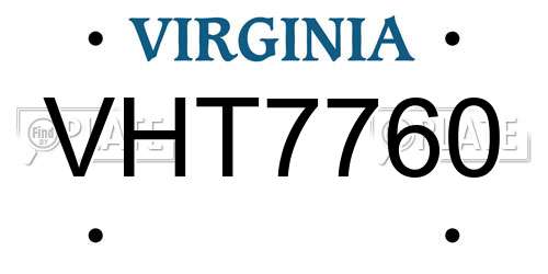 VHT7760 Virginia License Plate