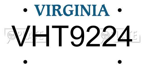 VHT9224 Virginia License Plate