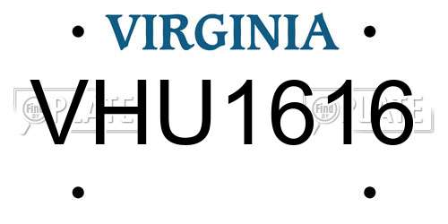 VHU1616 Virginia License Plate