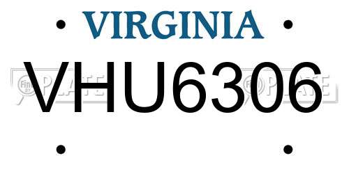VHU6306 Virginia License Plate