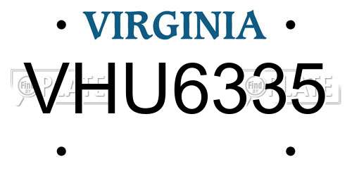 VHU6335 Virginia License Plate
