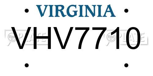 VHV7710 Virginia License Plate