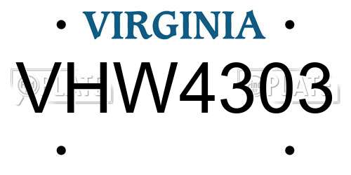 VHW4303 Virginia License Plate
