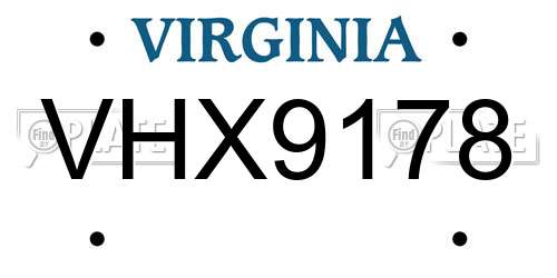 VHX9178 Virginia License Plate