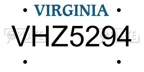 VHZ5294 Virginia License Plate