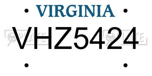 VHZ5424 Virginia License Plate