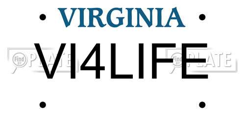 VI4LIFE Virginia License Plate