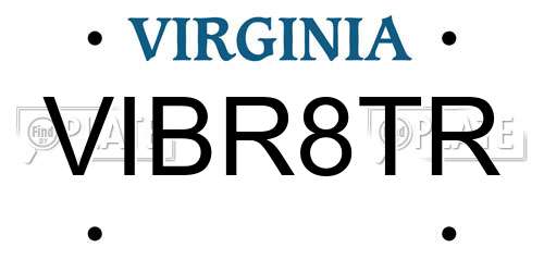 VIBR8TR Virginia License Plate