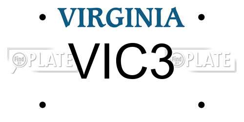 VIC3 Virginia License Plate