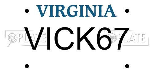 VICK67 Virginia License Plate
