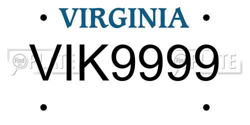 VIK9999 Virginia License Plate
