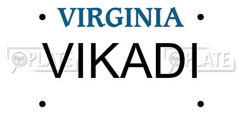 VIKADI Virginia License Plate