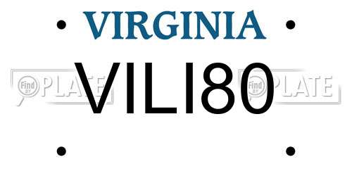 VILI80 Virginia License Plate