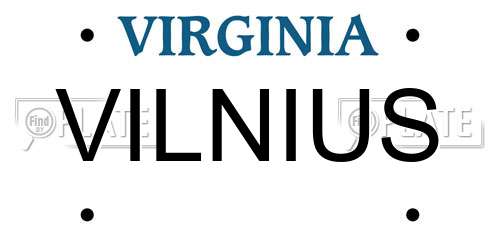 VILNIUS Virginia License Plate