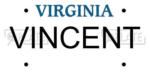 VINCENT Virginia License Plate
