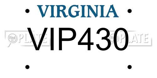 VIP430 Virginia License Plate