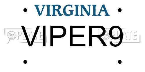 VIPER9 Virginia License Plate
