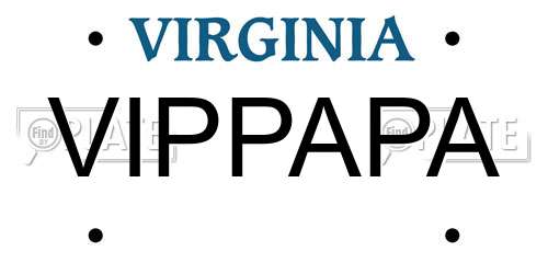 VIPPAPA Virginia License Plate