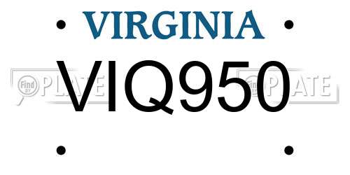 VIQ950 Virginia License Plate