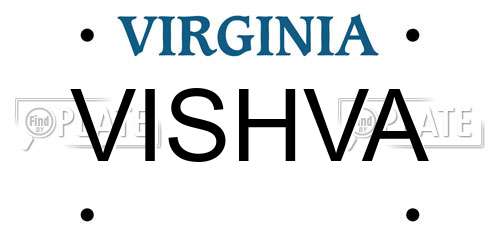 VISHVA Virginia License Plate