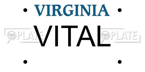VITAL Virginia License Plate