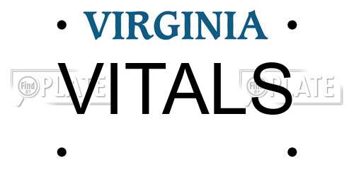 VITALS Virginia License Plate