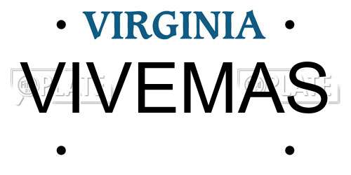 VIVEMAS Virginia License Plate