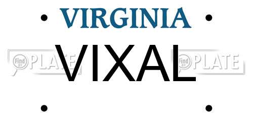 VIXAL Virginia License Plate