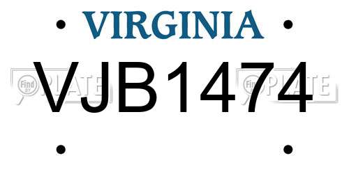 VJB1474 Virginia License Plate